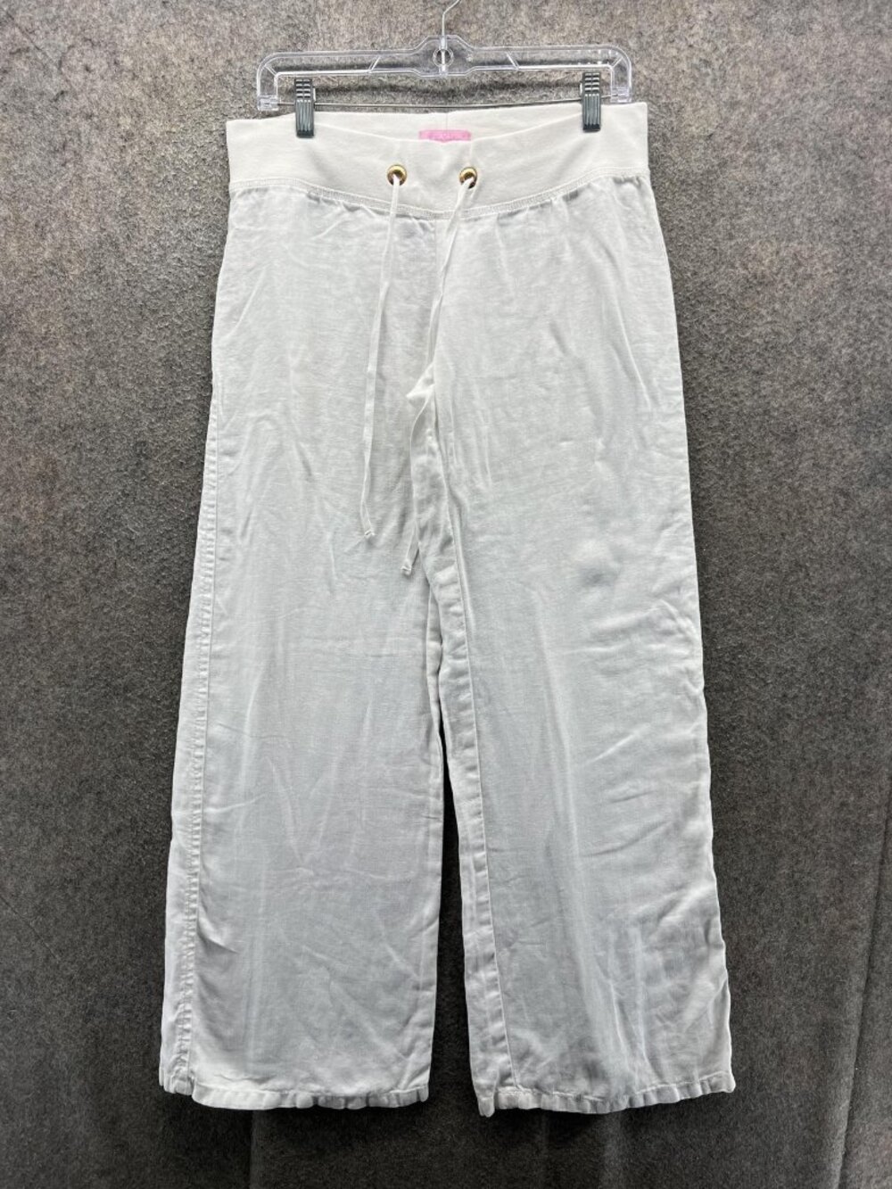 Lilly Pulitzer Sweatpants Womens Small White Linen Wide Leg Drawstring Beach